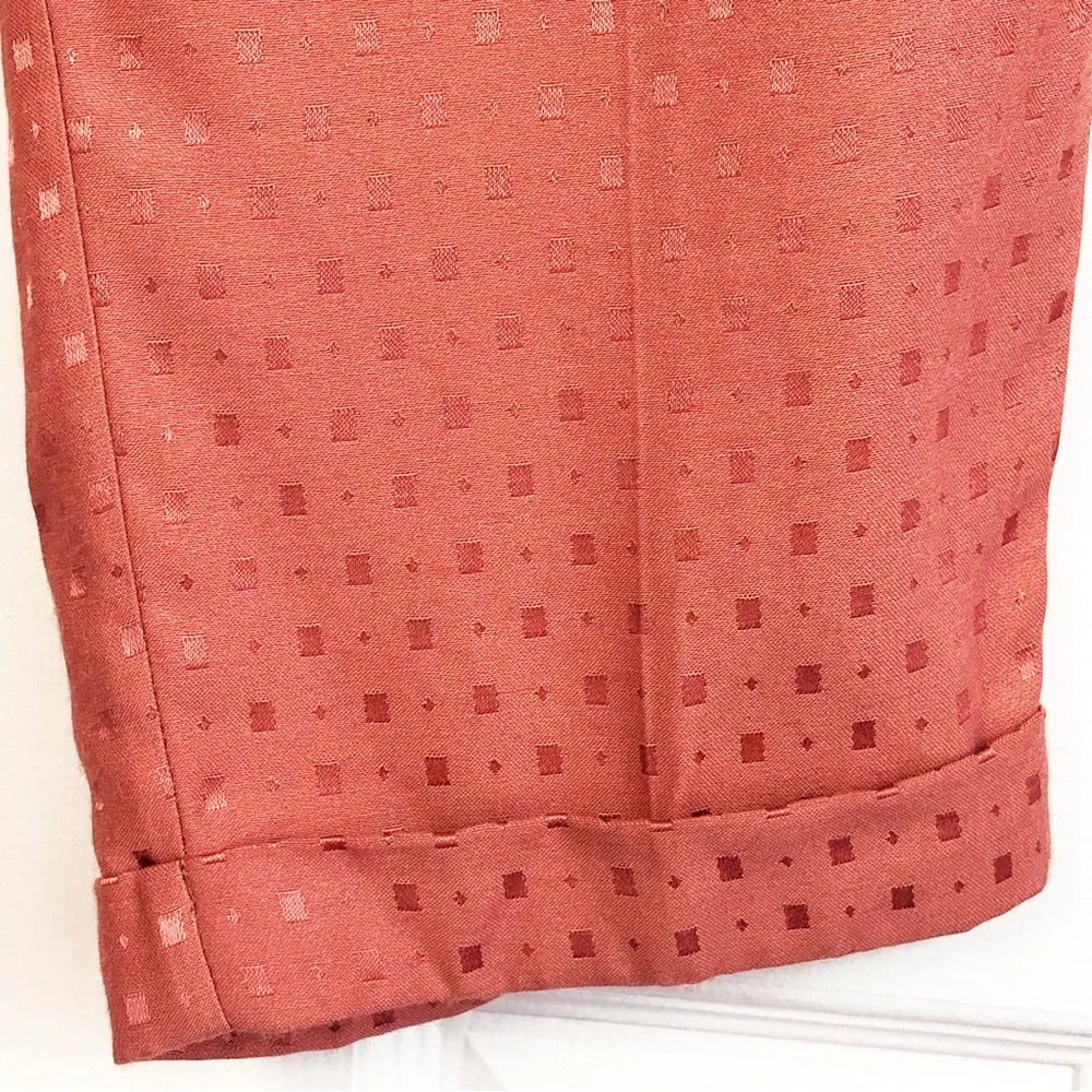 NWT Chico's Agra Red Geo Print Jacquard Pleated Cuff Ankle Pants 8